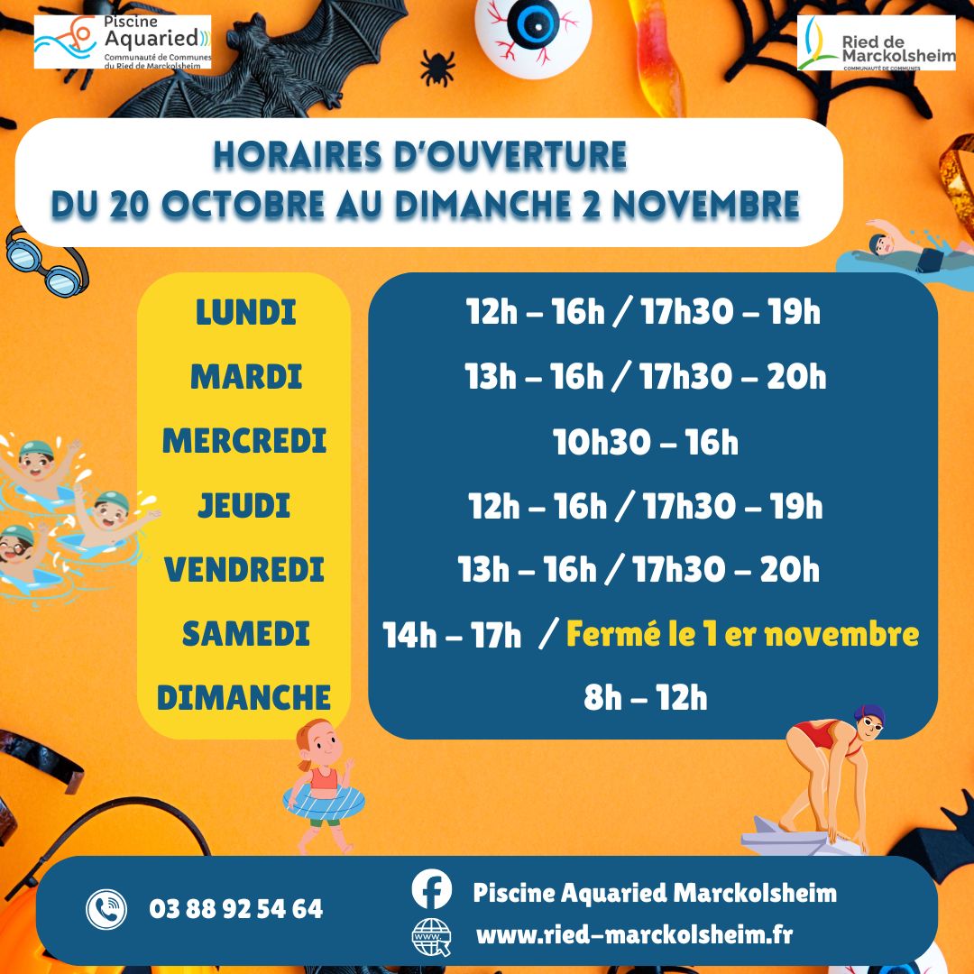 Horaires douverture Vacances scolaires Halloween