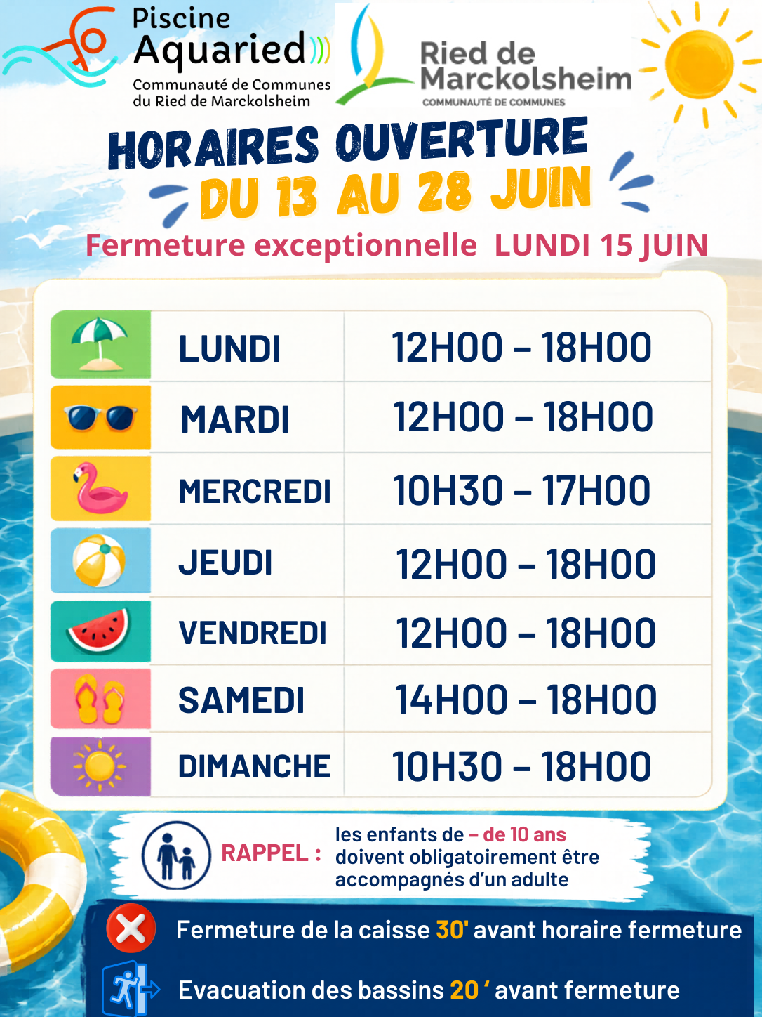 Horaires Juin 2026