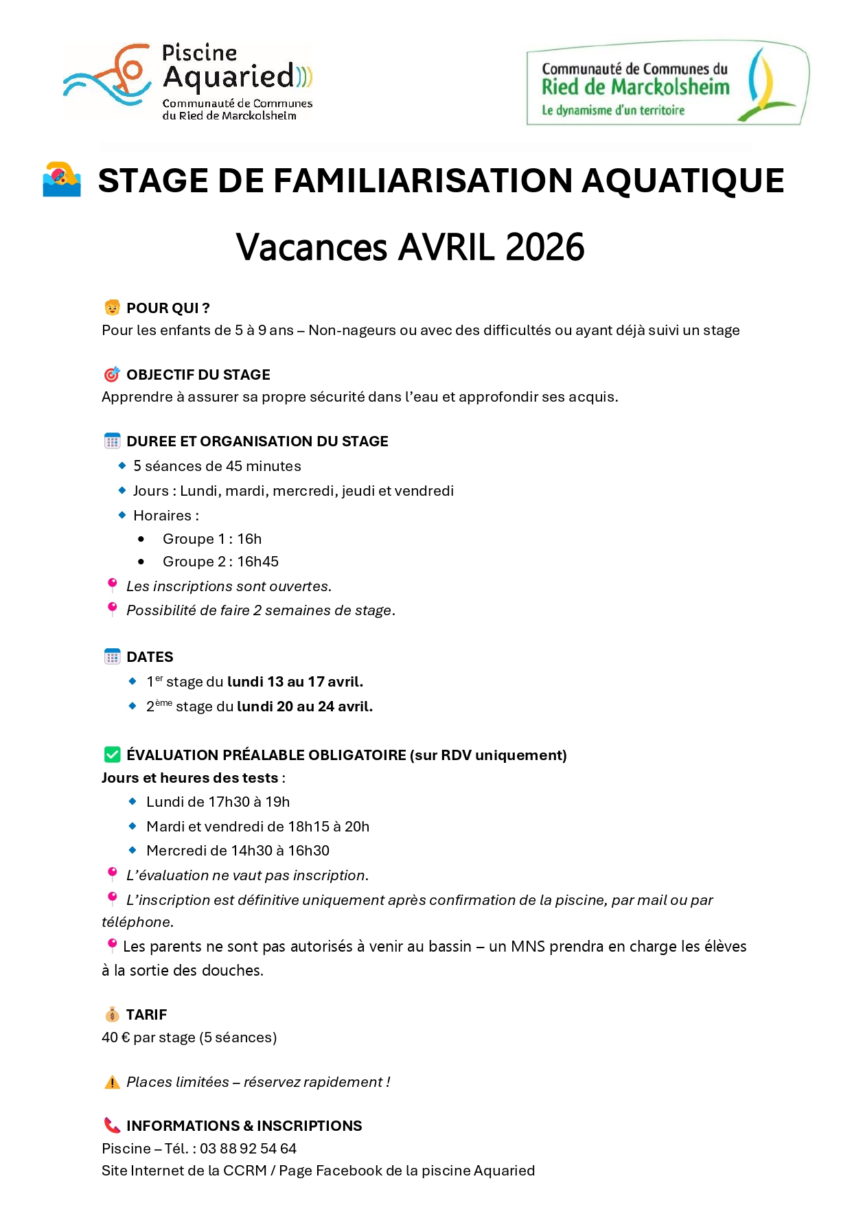 Stage de familiarisaton vacances Avril 2026 page 0001