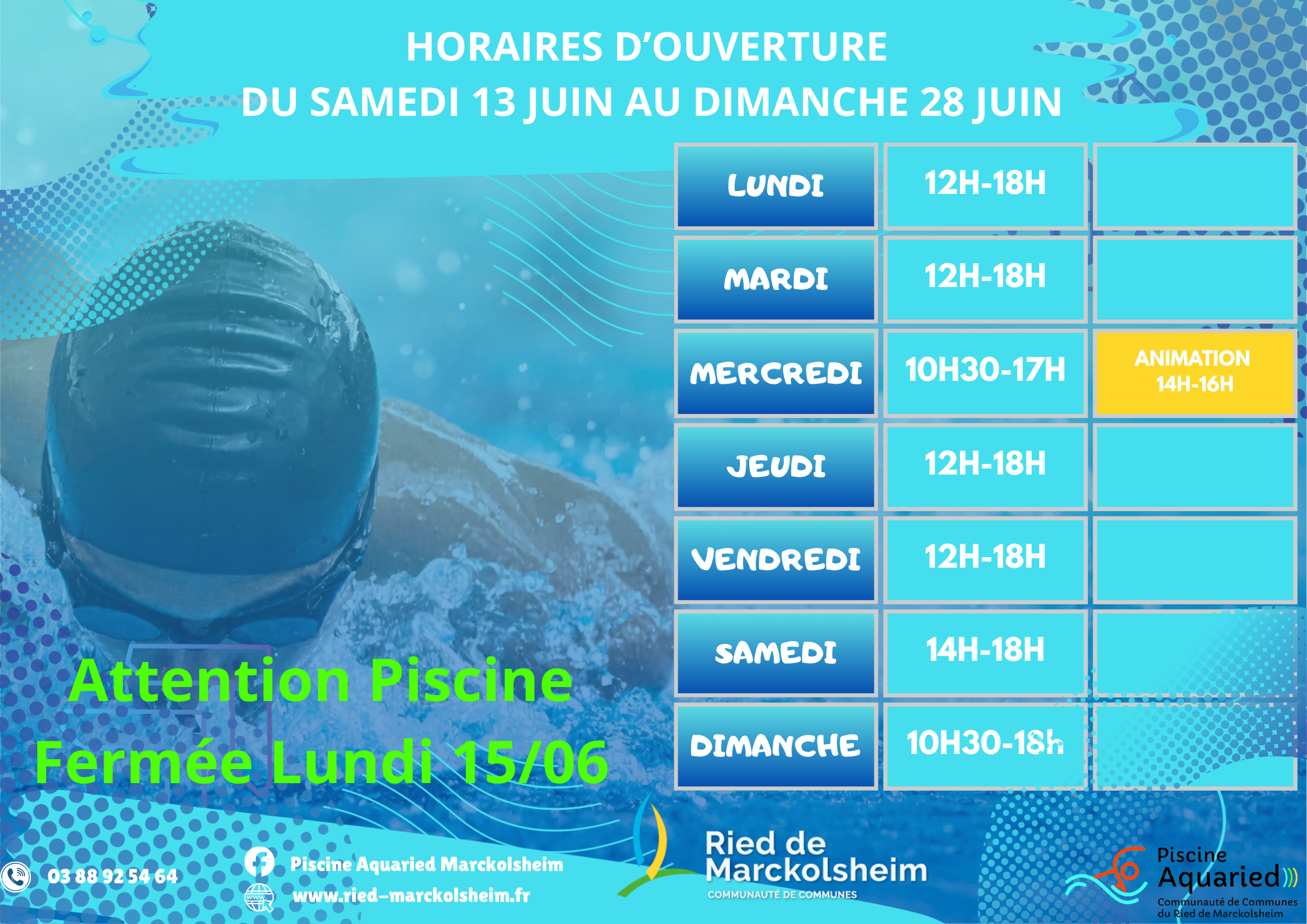 horaires douverture Juin 2026