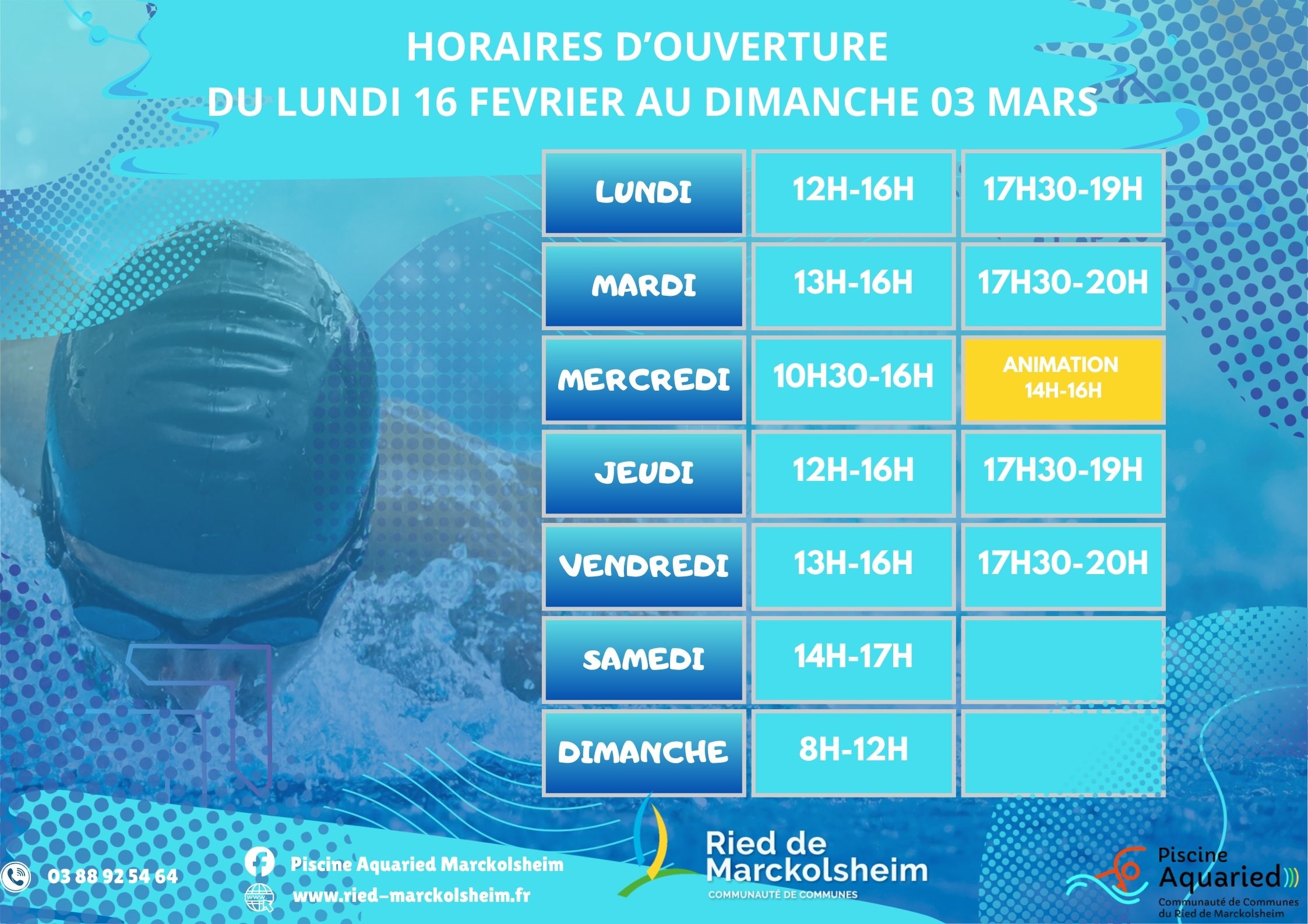 horaires douverture fevrier 2026